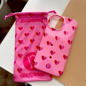 Loopy iPhone 12 Pro Max Case - Pink hearts (Sweatheart Sparkle)